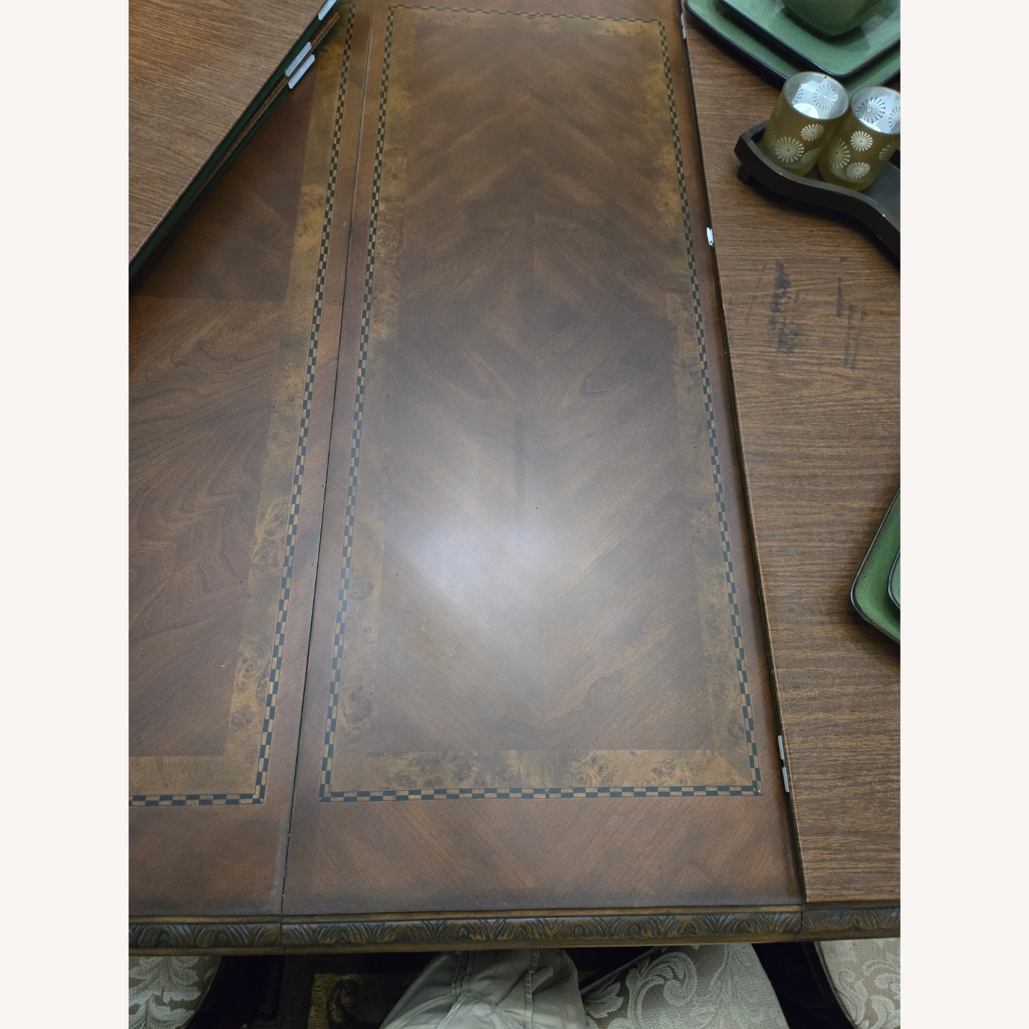 Real Wood Table/Chairs With 1 Leaf/Table Cover - image-4