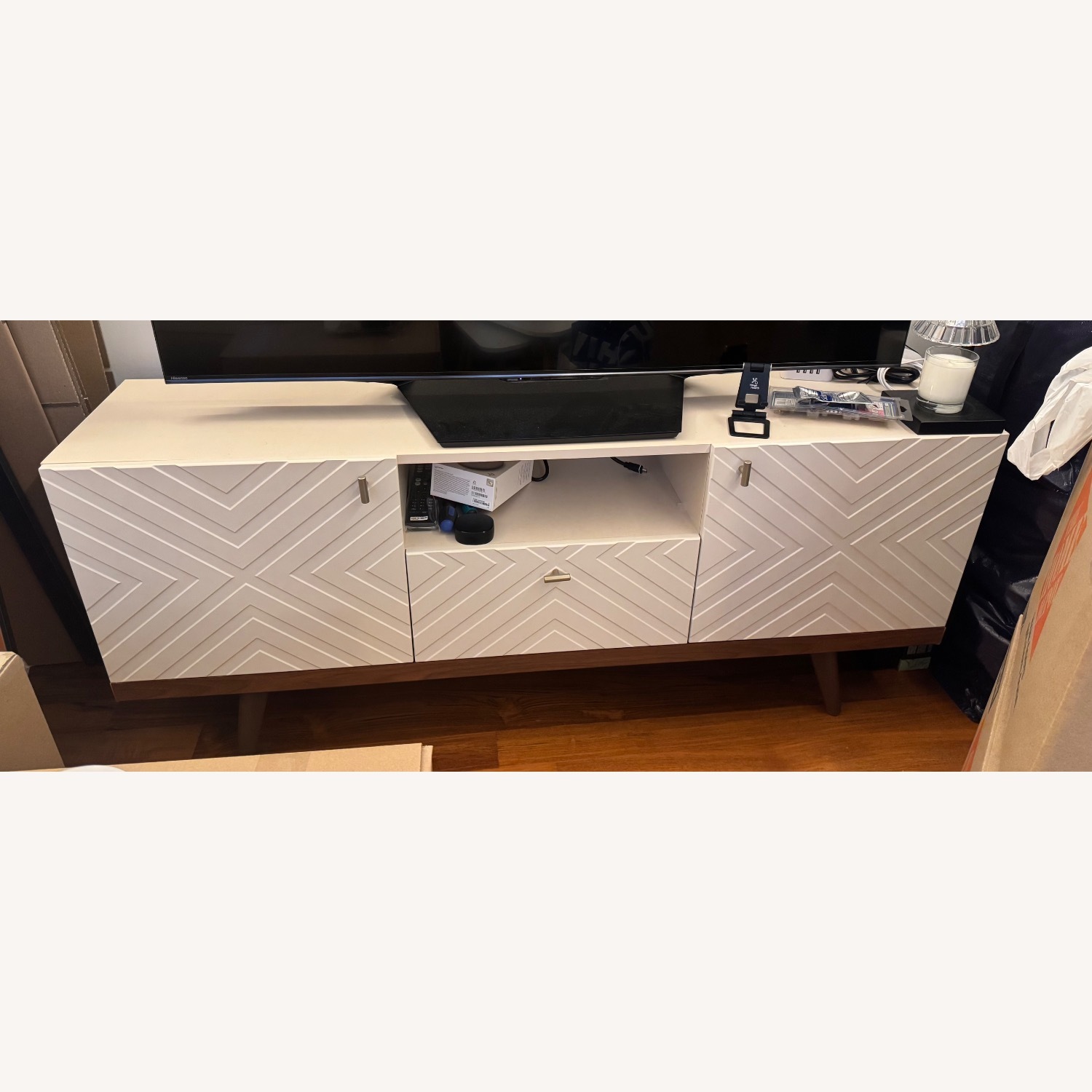 Wayfair George Oliver Natural Wood Media Storage - image-2