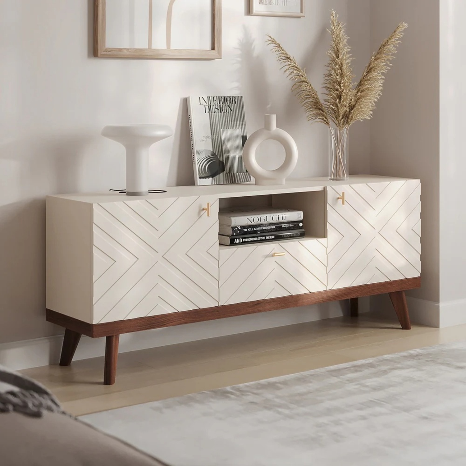 Wayfair George Oliver Natural Wood Media Storage - image-4