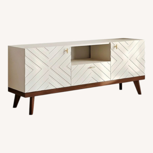 Used Wayfair George Oliver Natural Wood Media Storage for sale on AptDeco