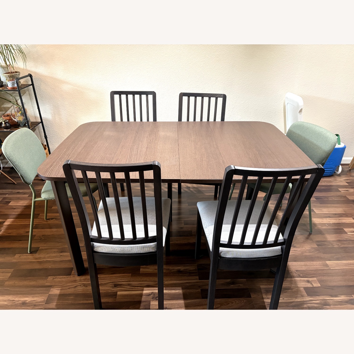 Dark Brown Wood Extendable Dining Table Set - image-1