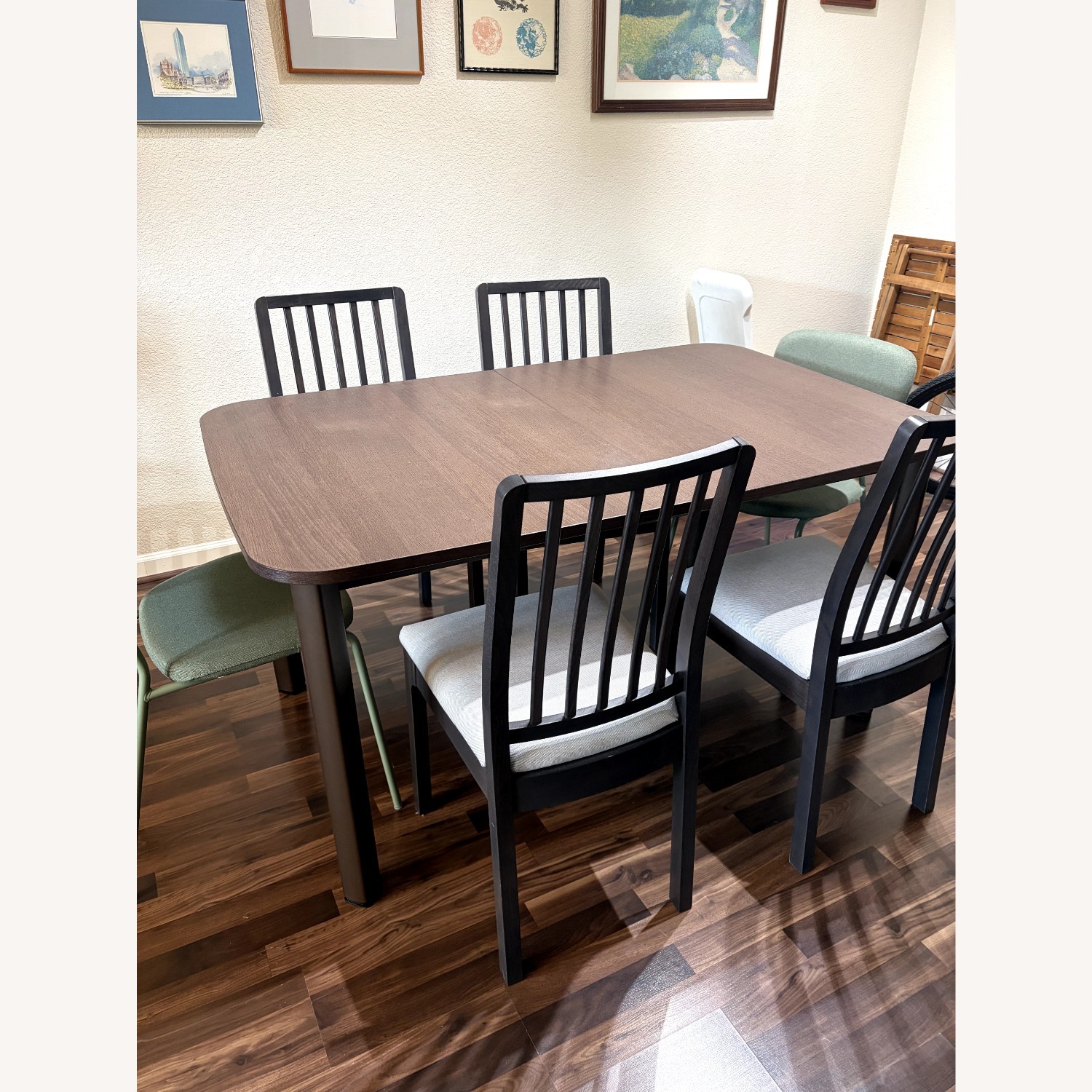 Dark Brown Wood Extendable Dining Table Set - image-2