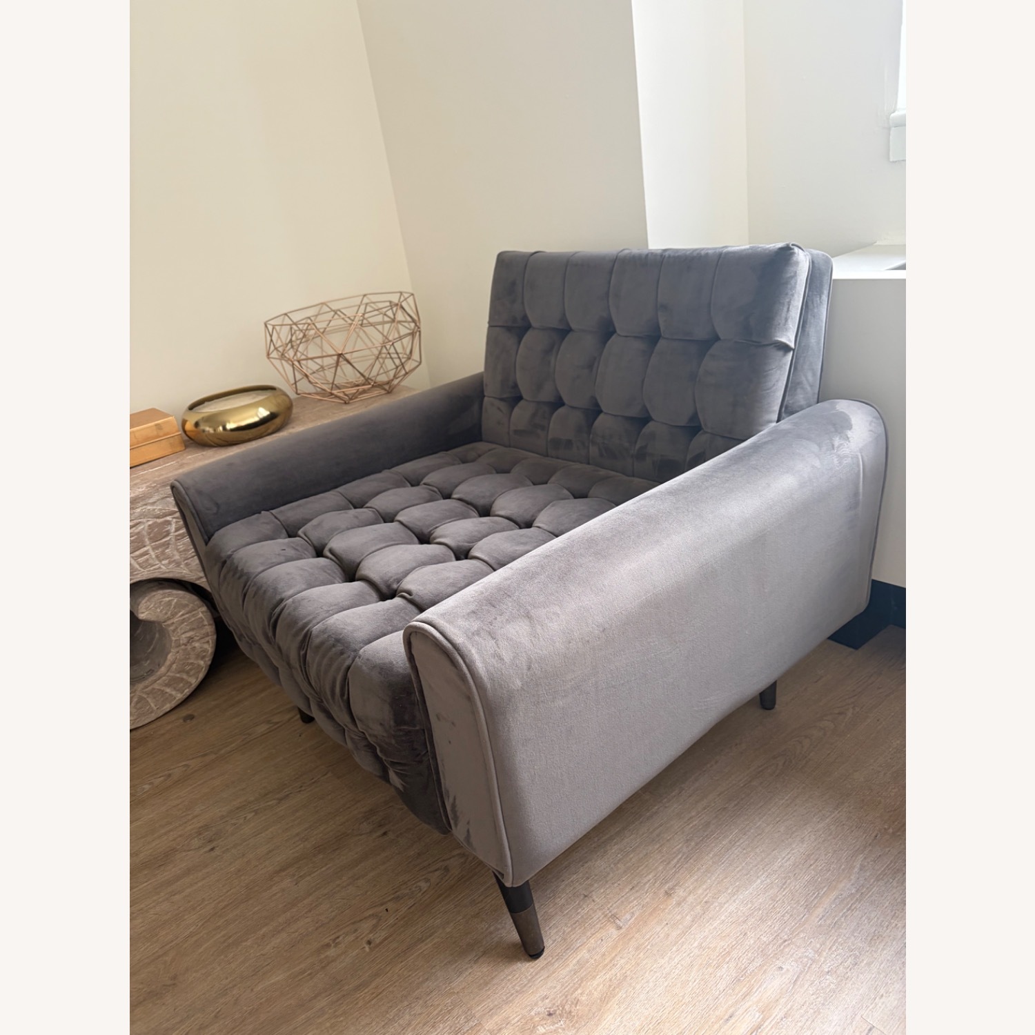 Safavieh Amaris Light Gray Velvet Accent Chair - image-2