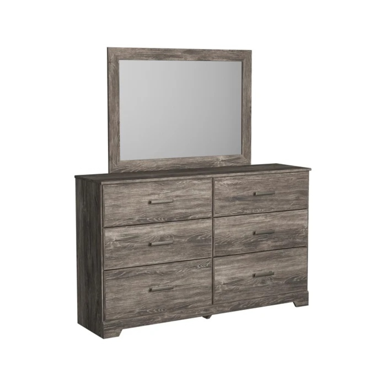 Modern Gray 6-Drawer Dresser with Matching Mirror - image-4