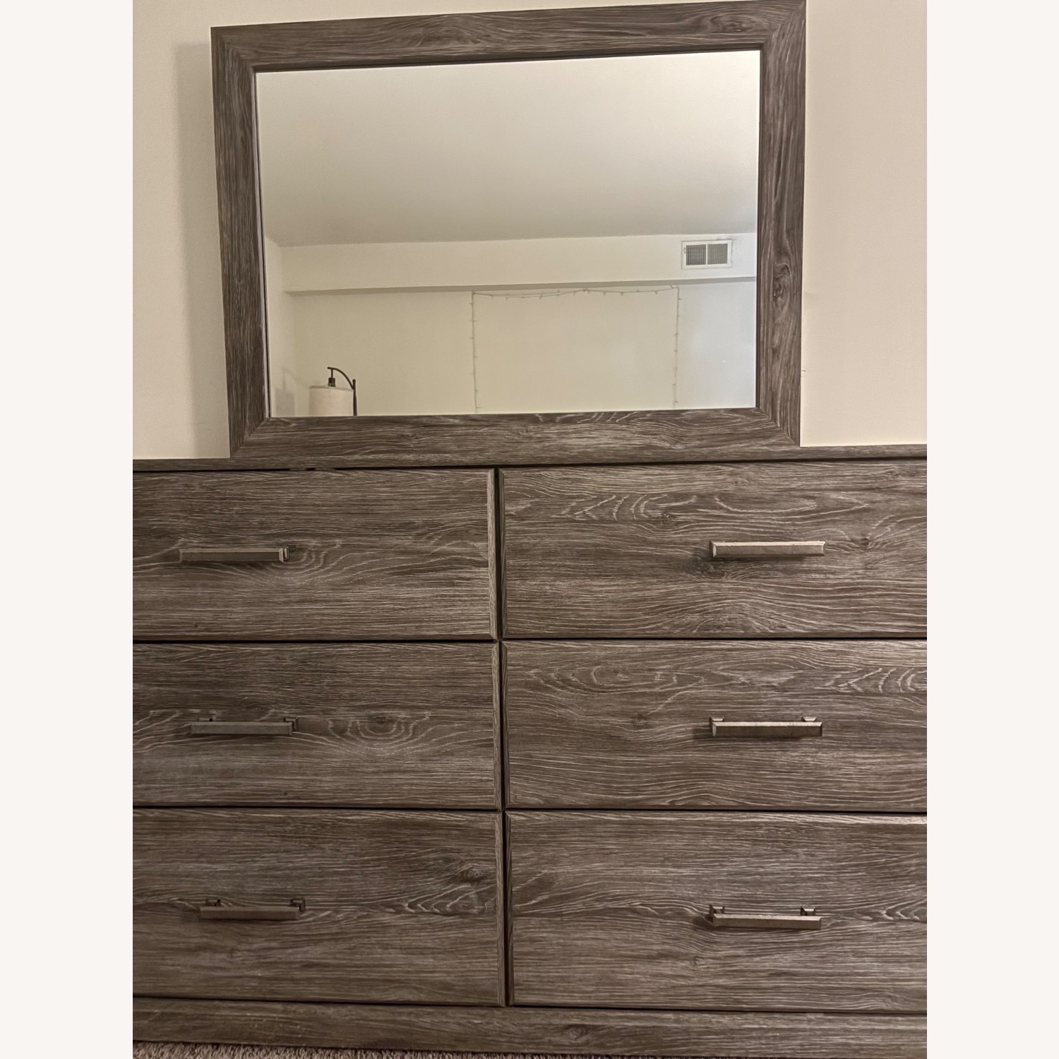Modern Gray 6-Drawer Dresser with Matching Mirror - image-3