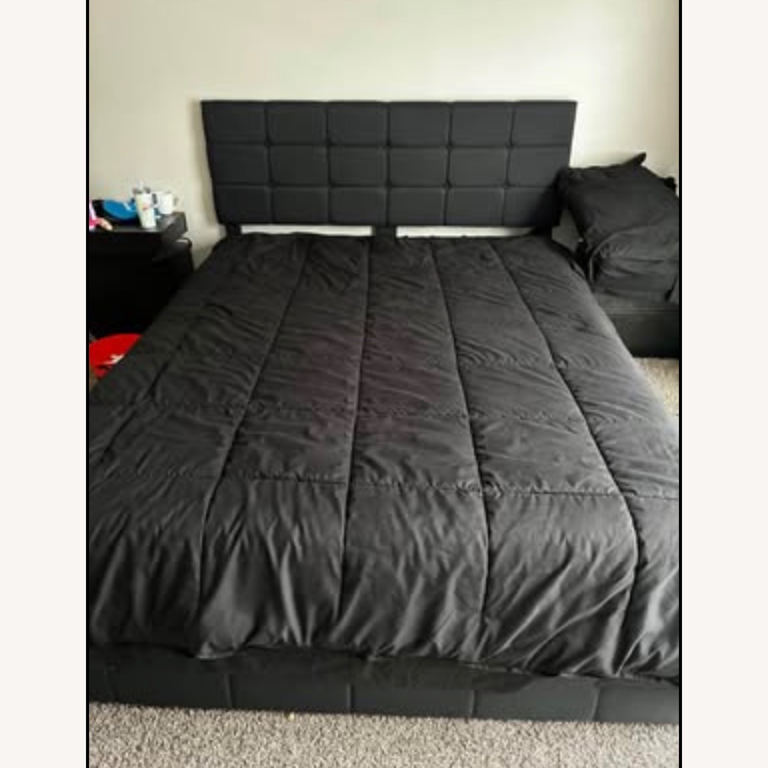 Fabric Queen Bed with 4 drawers - image-1
