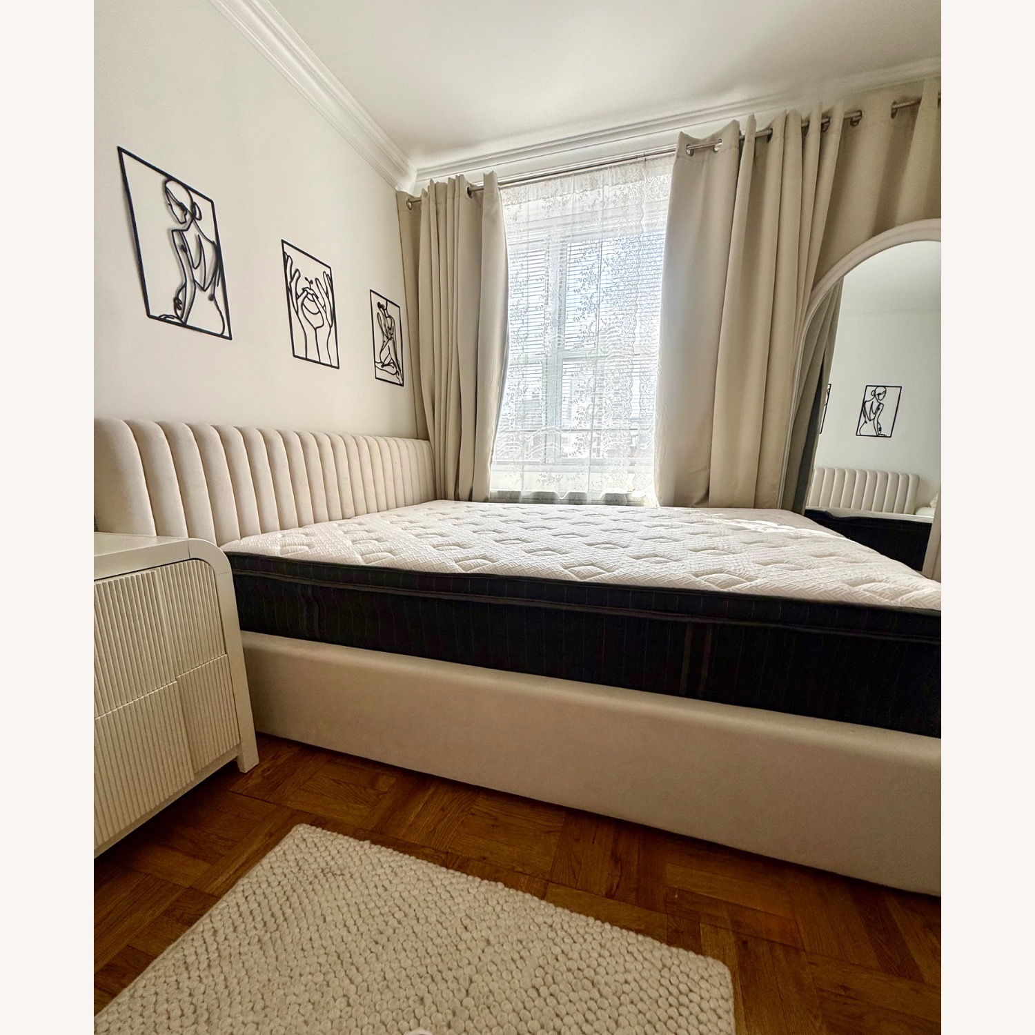 Home Meridian Nico Natural Fabric Queen Bed - image-2