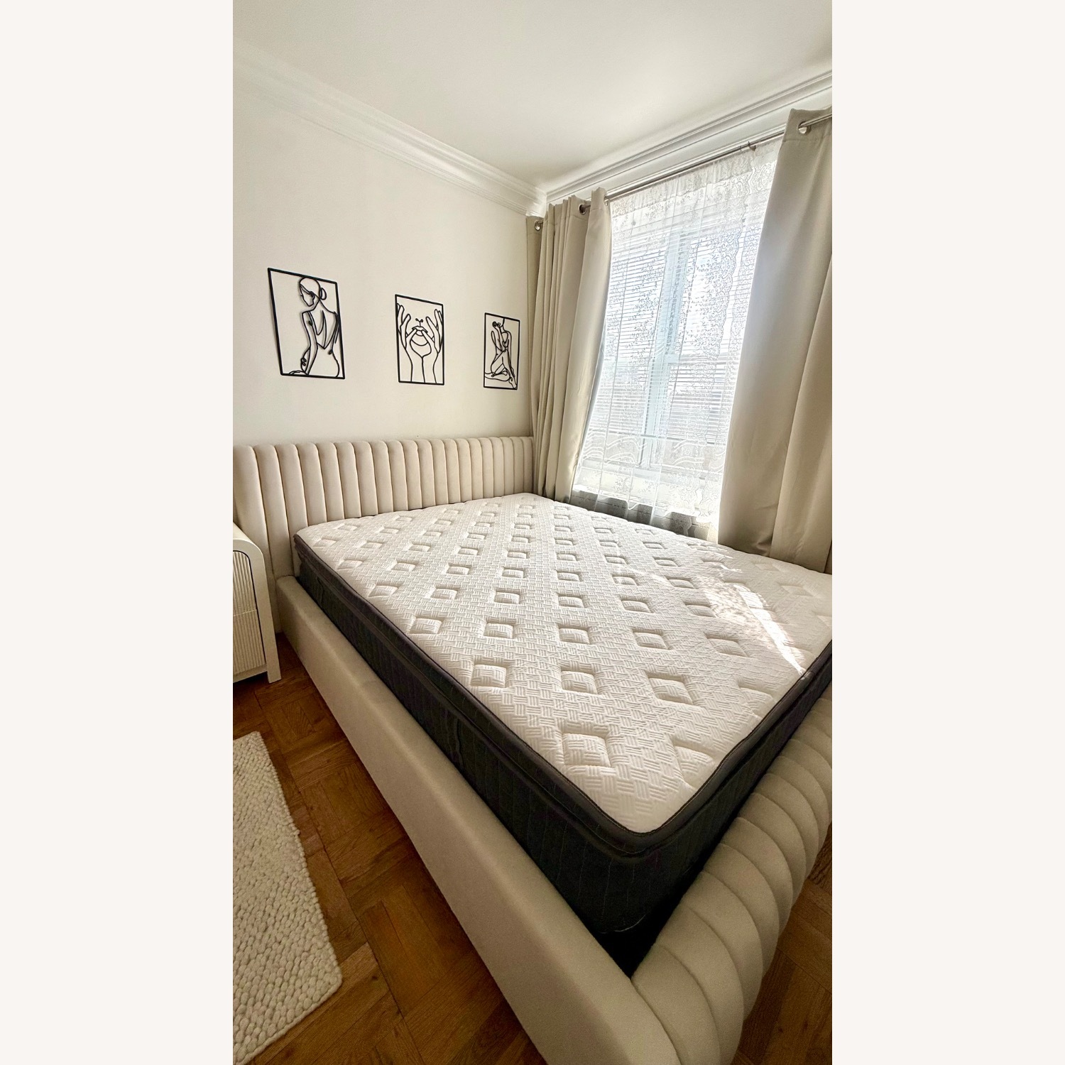 Home Meridian Nico Natural Fabric Queen Bed - image-1
