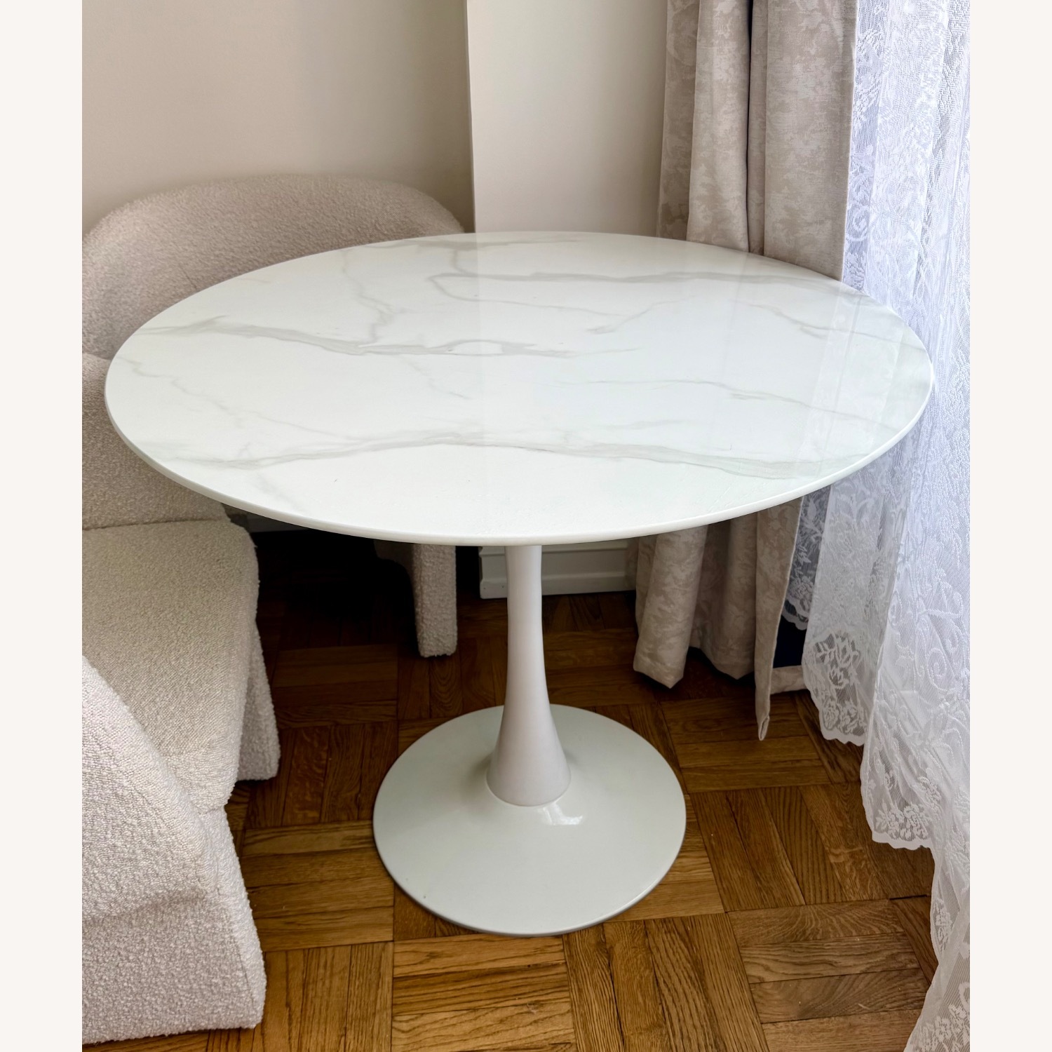 Meridiani White Boucle Dining Chairs - image-2