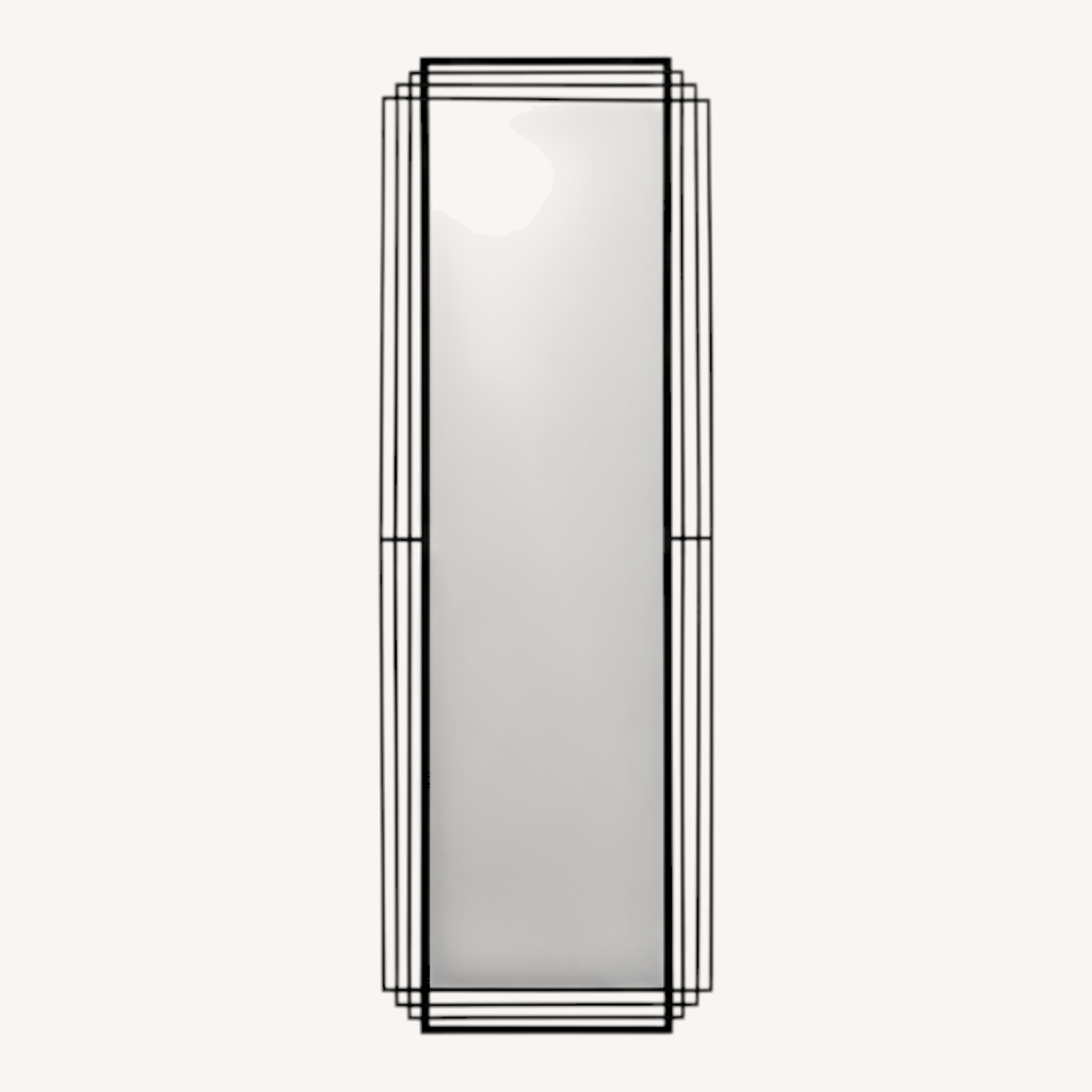 Image of CB2 Myrtle Rectangle Geometric Black Iron Floor Mirror