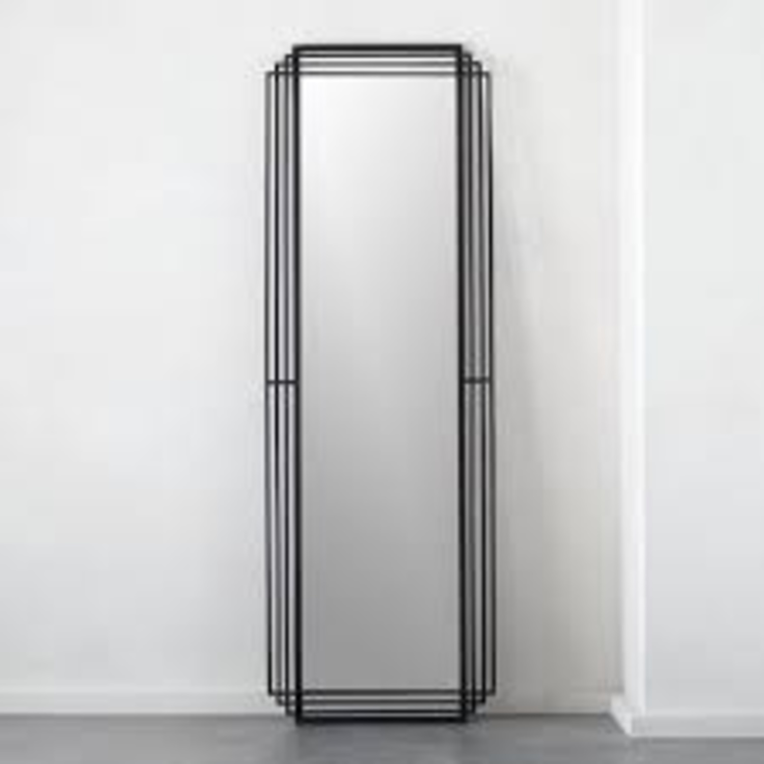 CB2 Myrtle Rectangle Geometric Black Iron Floor Mirror - image-4