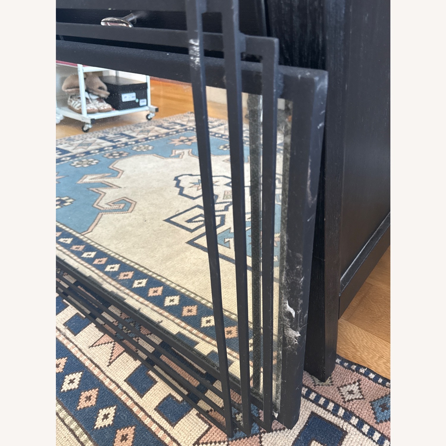 CB2 Myrtle Rectangle Geometric Black Iron Floor Mirror - image-2