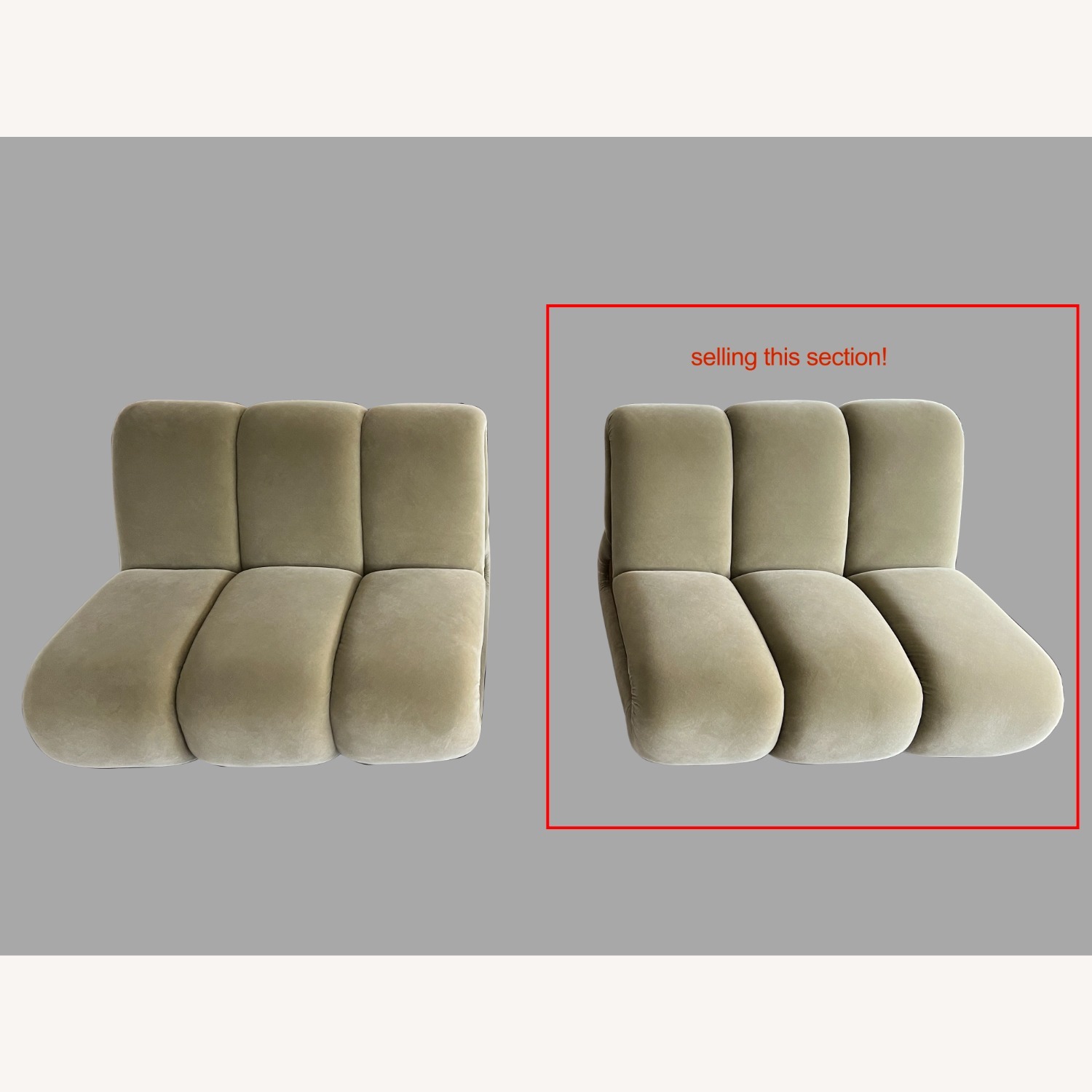 Soho Home Green Velvet Sectional Piece - image-3