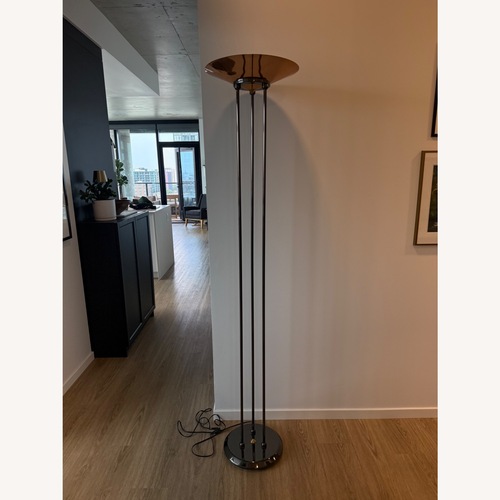 Used Vintage Copper & Chrome Torchiere Floor Lamp for sale on AptDeco