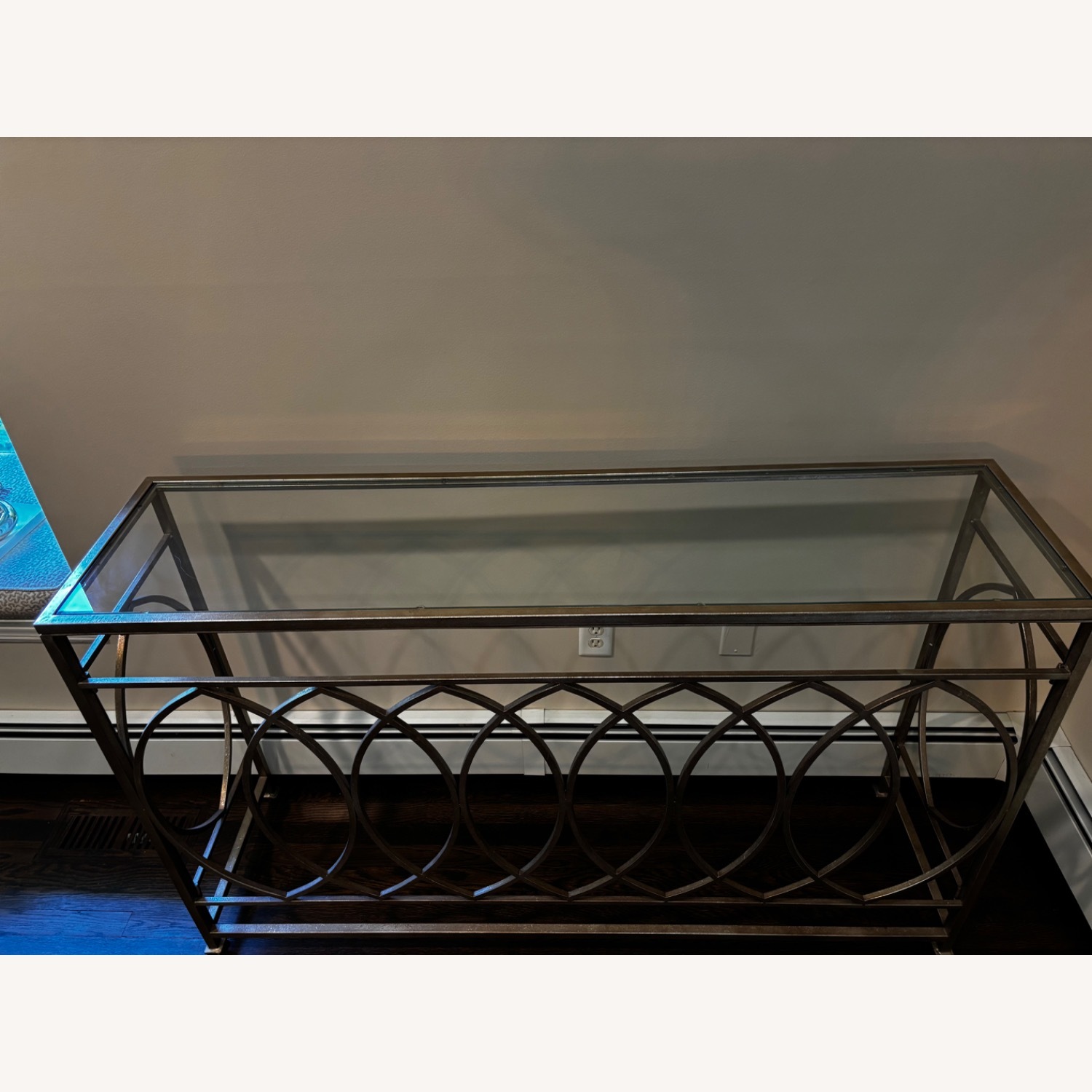 Elegant Wrought Iron & Glass Console Table - image-2