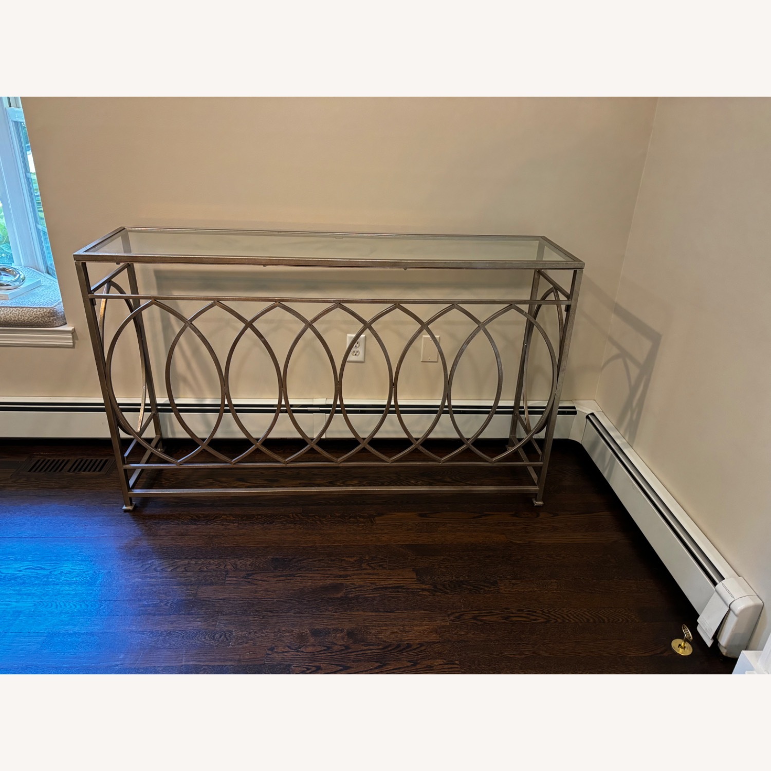Elegant Wrought Iron & Glass Console Table - image-1