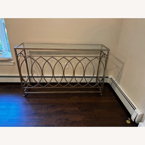 Used Elegant Wrought Iron & Glass Console Table for sale on AptDeco