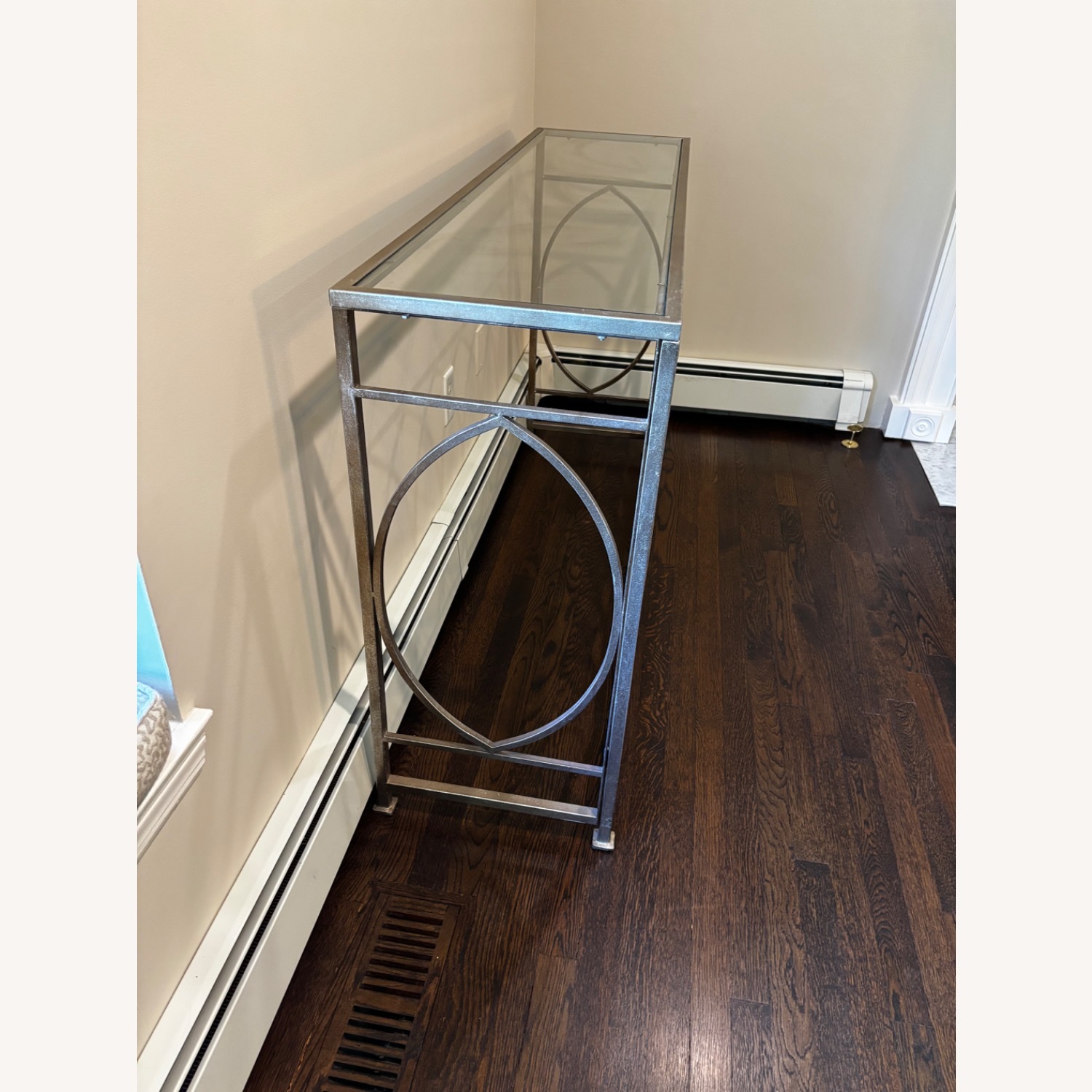 Elegant Wrought Iron & Glass Console Table - image-3