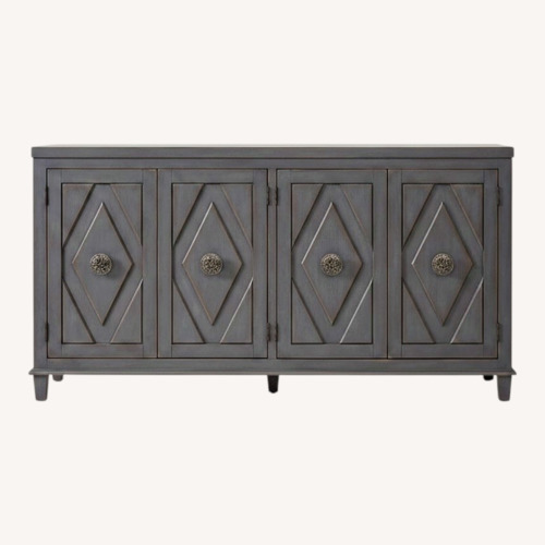 Used Hooker Gray 4-Door Media Console Accent Cabinet for sale on AptDeco
