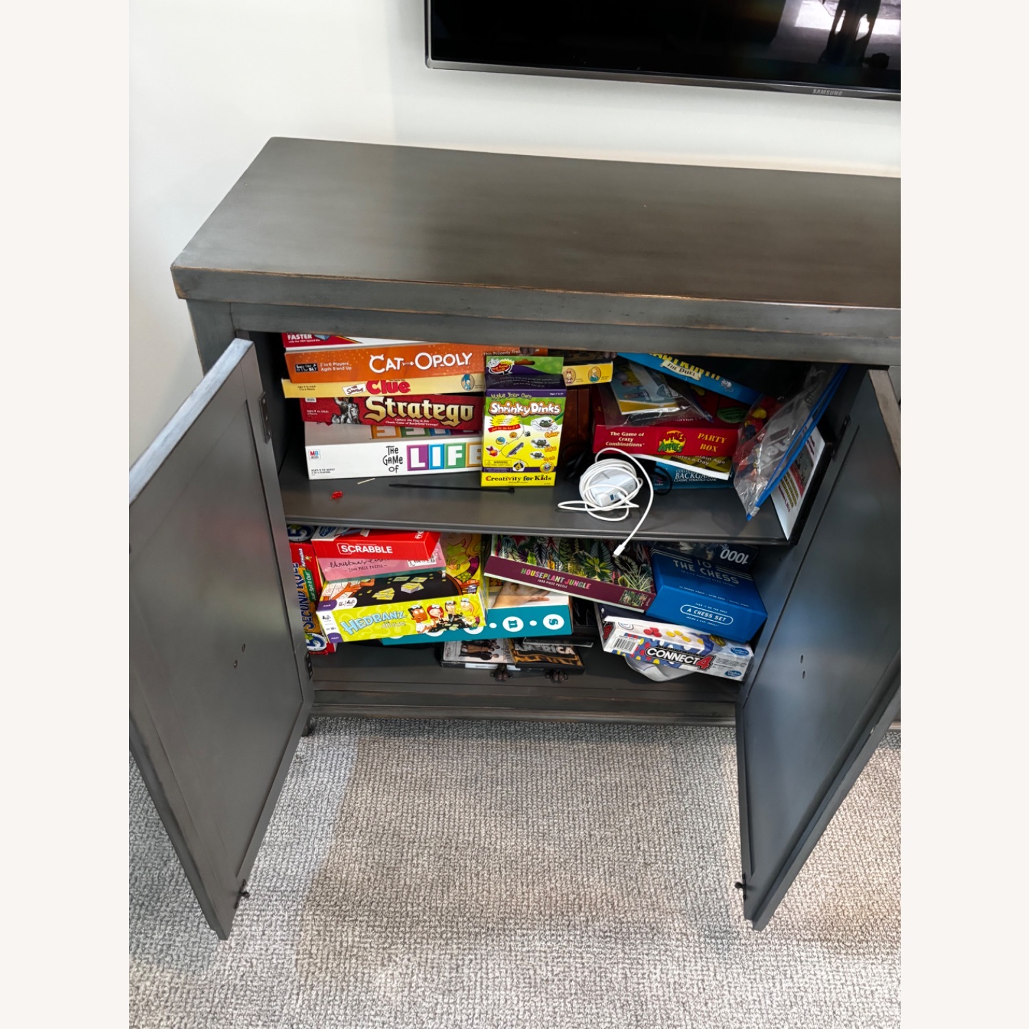 Hooker Gray 4-Door Media Console Accent Cabinet - image-4
