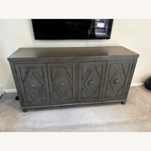 Used Hooker Gray 4-Door Media Console Accent Cabinet for sale on AptDeco