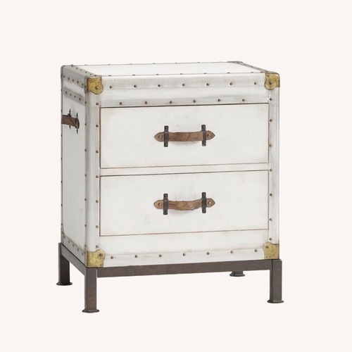 Used Pottery Barn Ludlow Trunk Nightstand with Drawers for sale on AptDeco