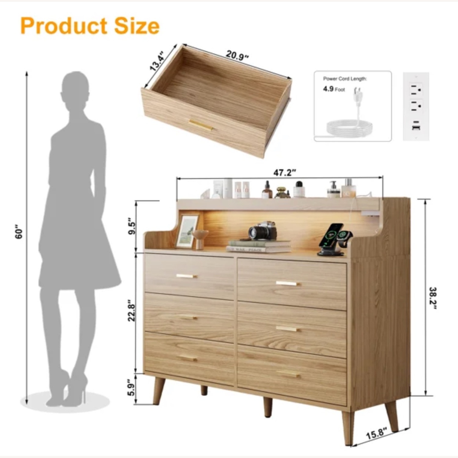Wafair 6 Drawer Dresser, Black - image-4