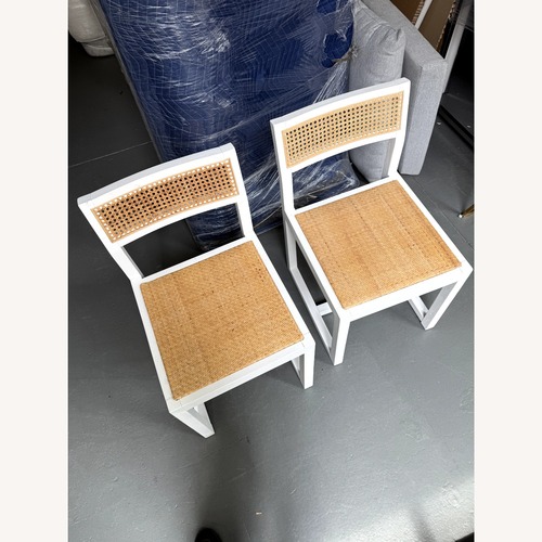 Used Safavieh Bernice White Wood Dining Chairs for sale on AptDeco