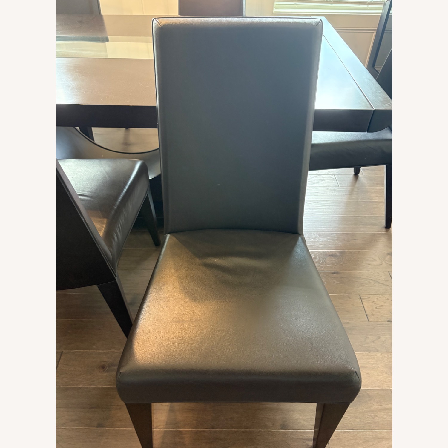 Dark Brown Leather Dining Chair - image-1