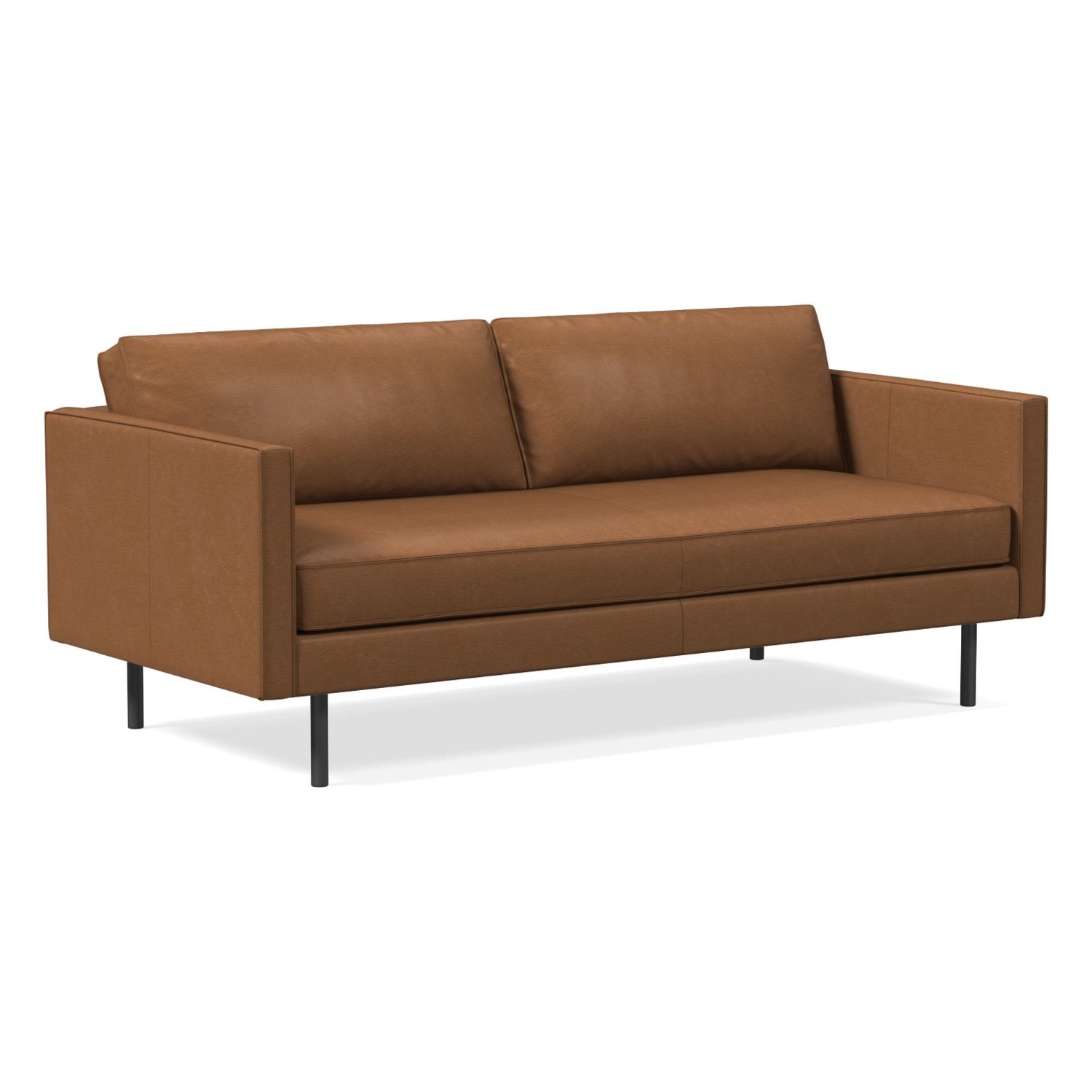 West Elm Axel 76" Saddle Leather Sofa, Nut  - image-1