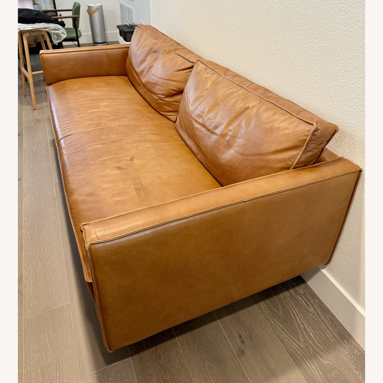 West Elm Axel 76" Saddle Leather Sofa, Nut  - image-4