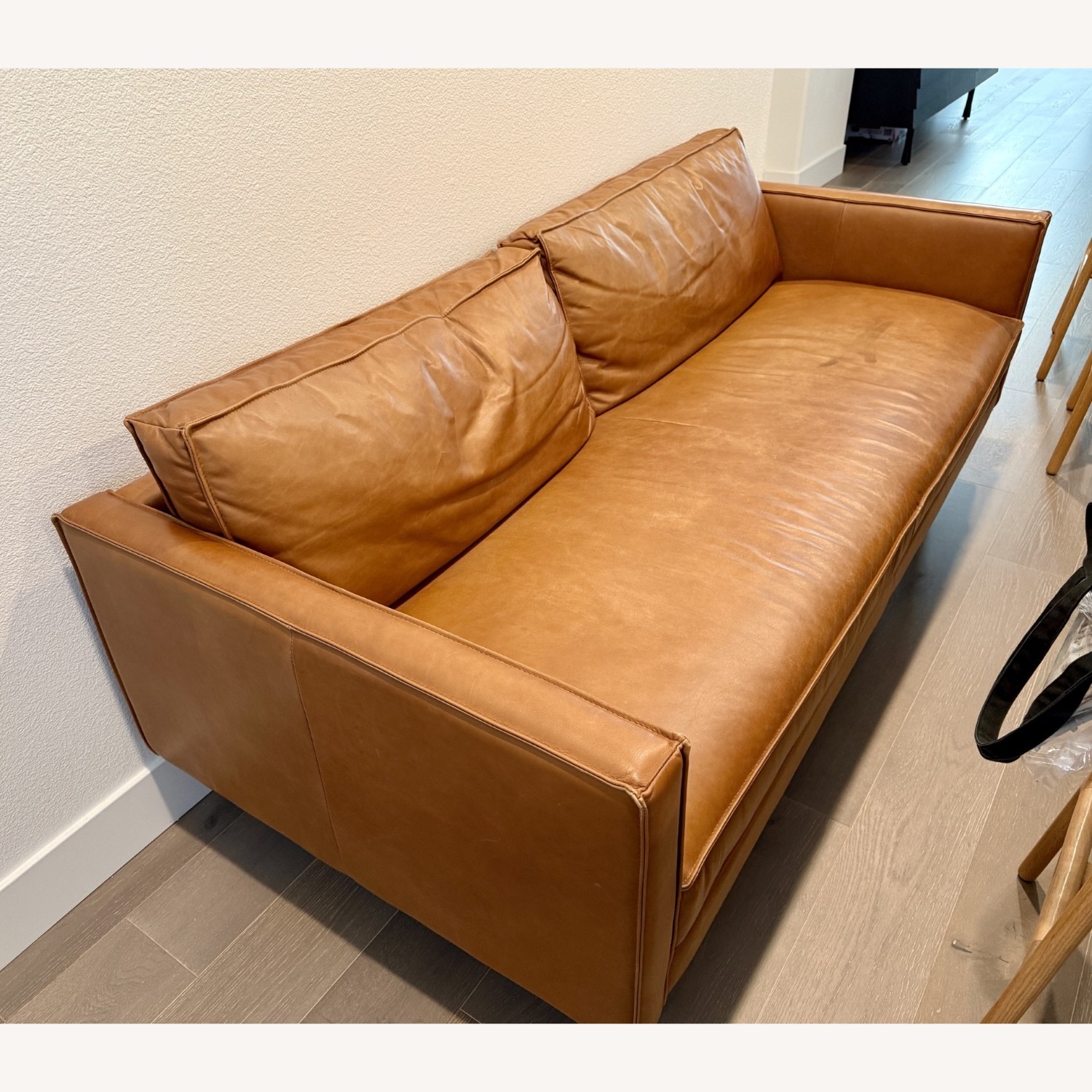 West Elm Axel 76" Saddle Leather Sofa, Nut  - image-2