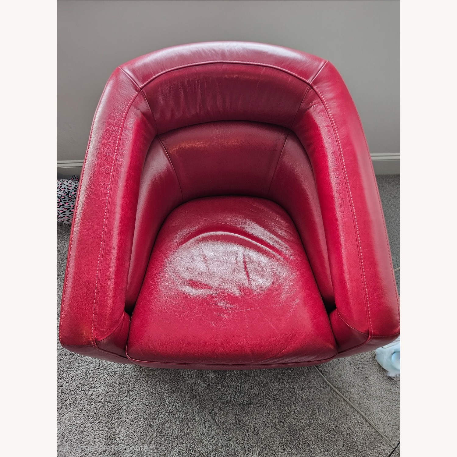 Red Leather Accent Chair - image-2