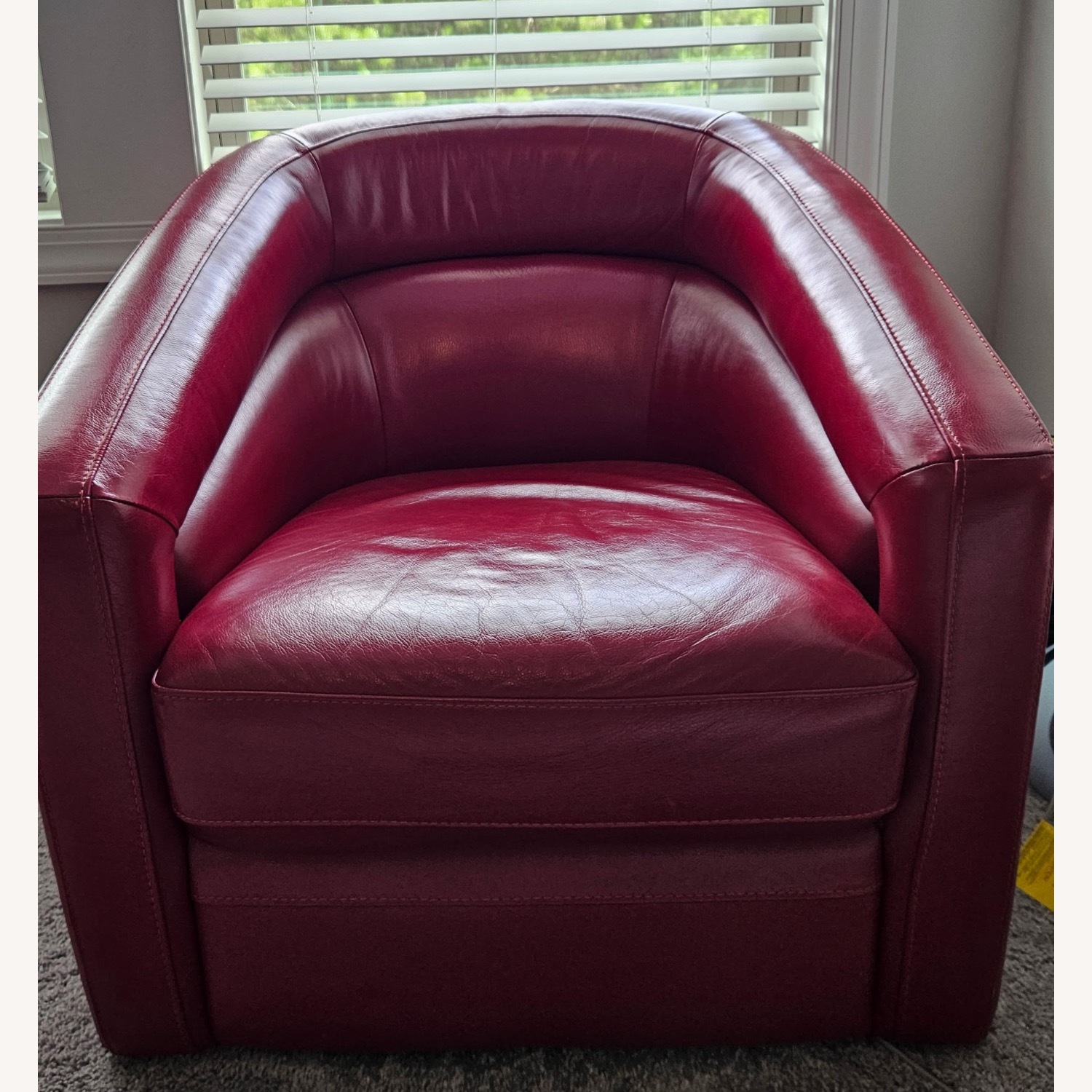 Red Leather Accent Chair - image-1