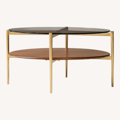 Used West Elm Mid-Century Art Display Round Coffee Table for sale on AptDeco
