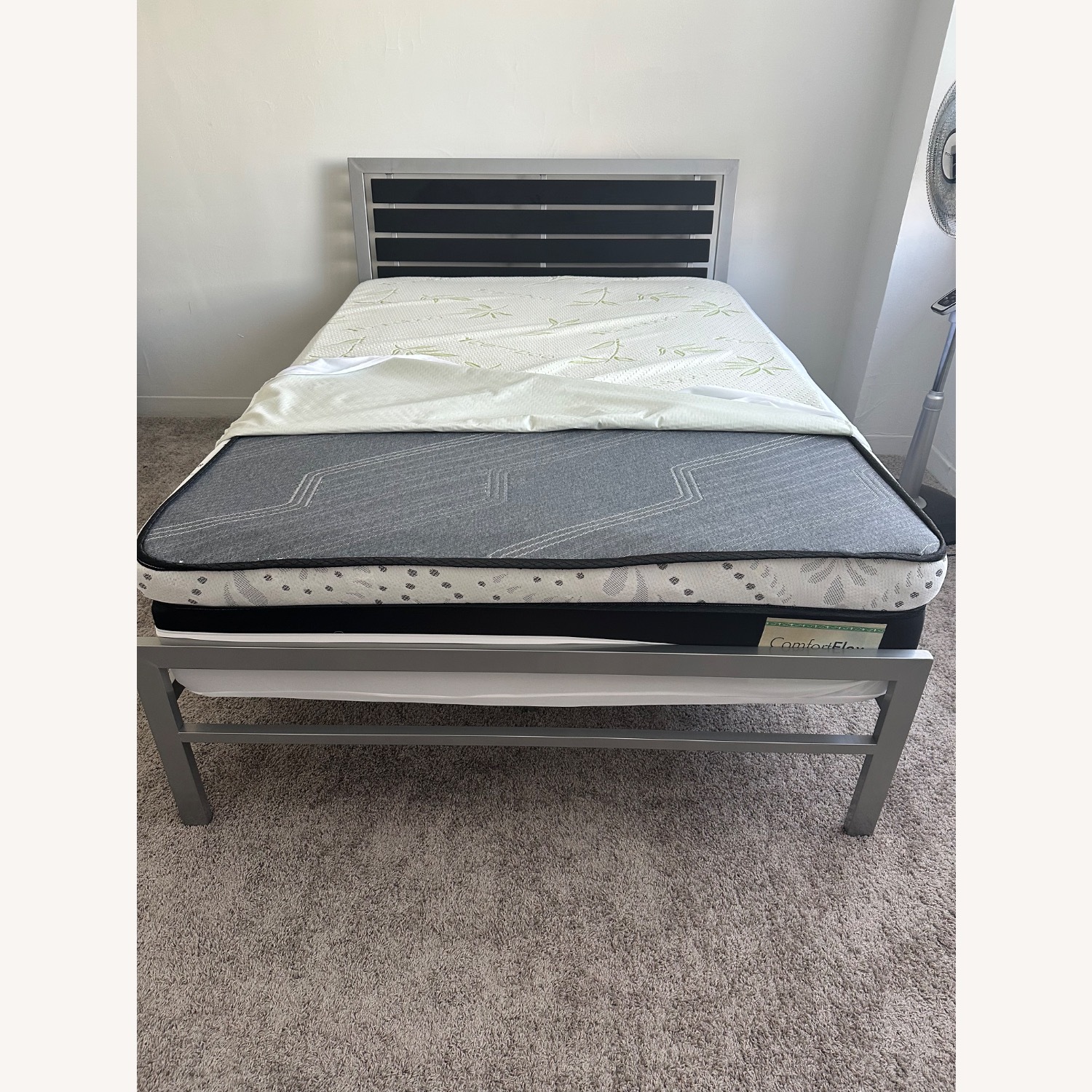 Light Gray Fabric Full Bed & Bed Frame - image-2