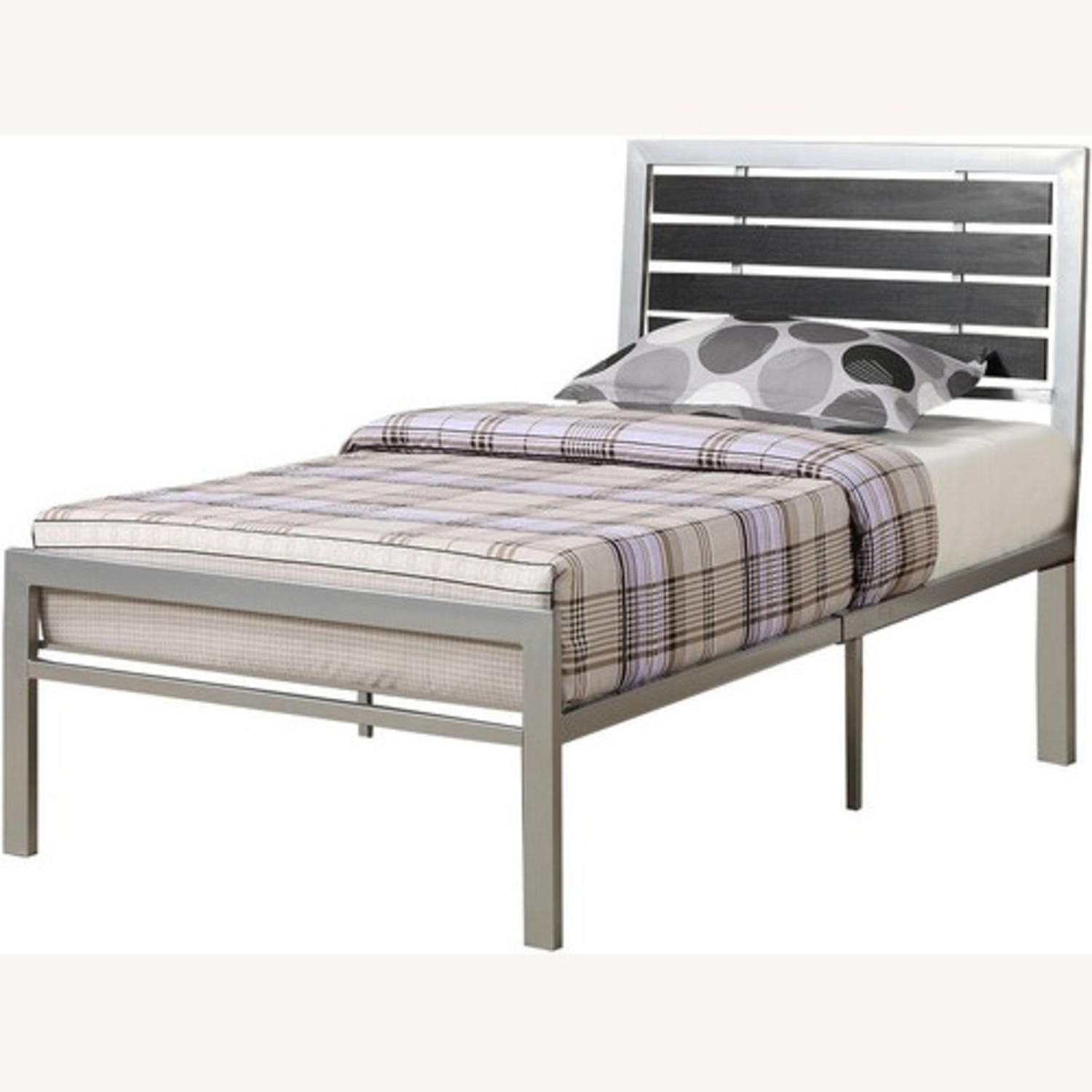 Light Gray Fabric Full Bed & Bed Frame - image-4