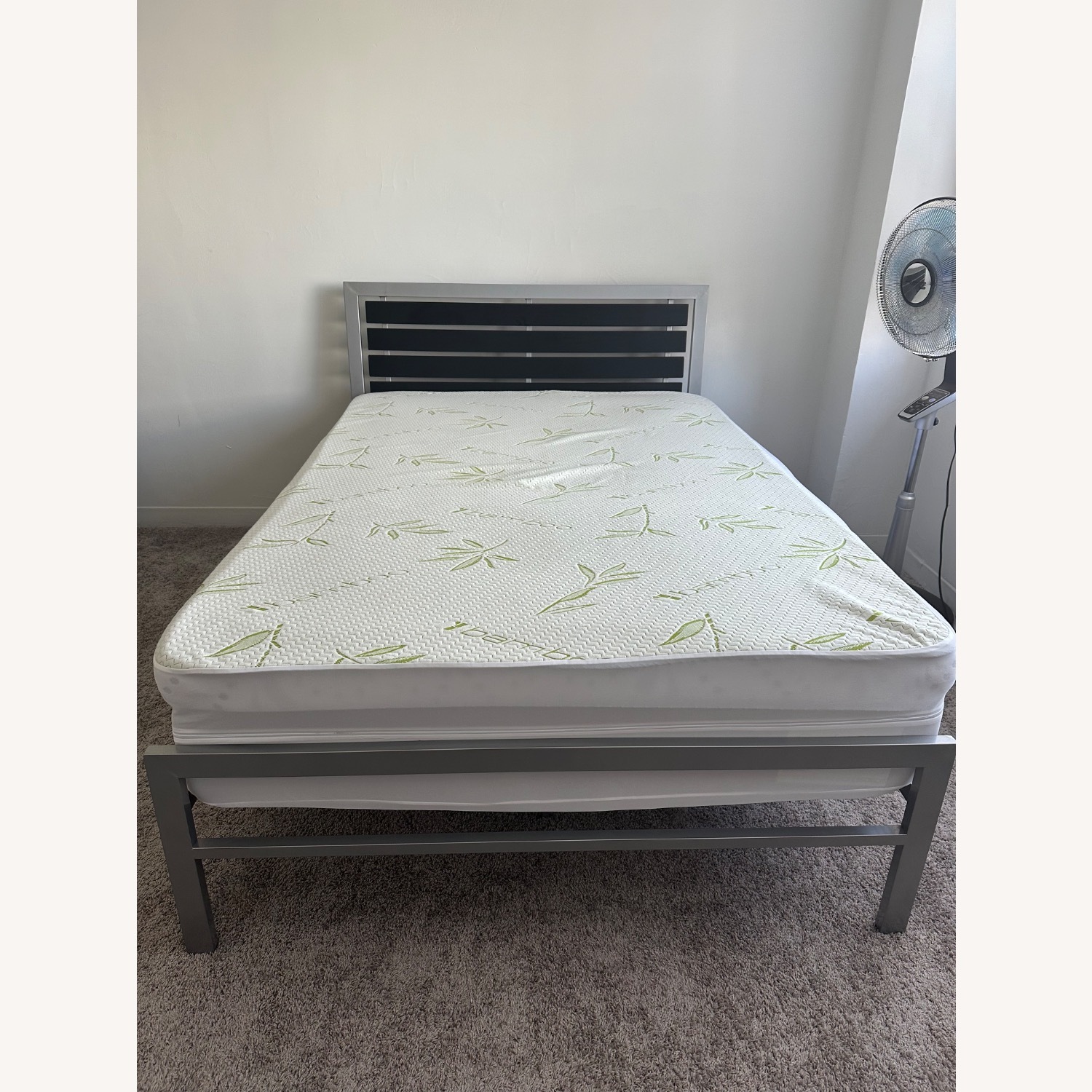 Light Gray Fabric Full Bed & Bed Frame - image-1