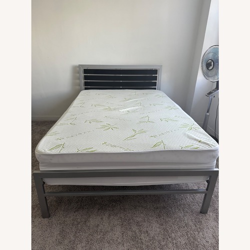 Used Light Gray Fabric Full Bed & Bed Frame for sale on AptDeco