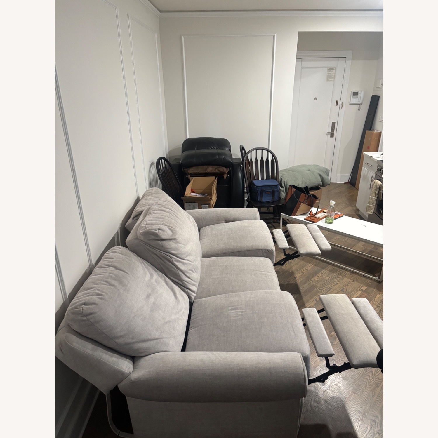Ethan Allen Light Gray Fabric 3+ Seater Sofa - image-2