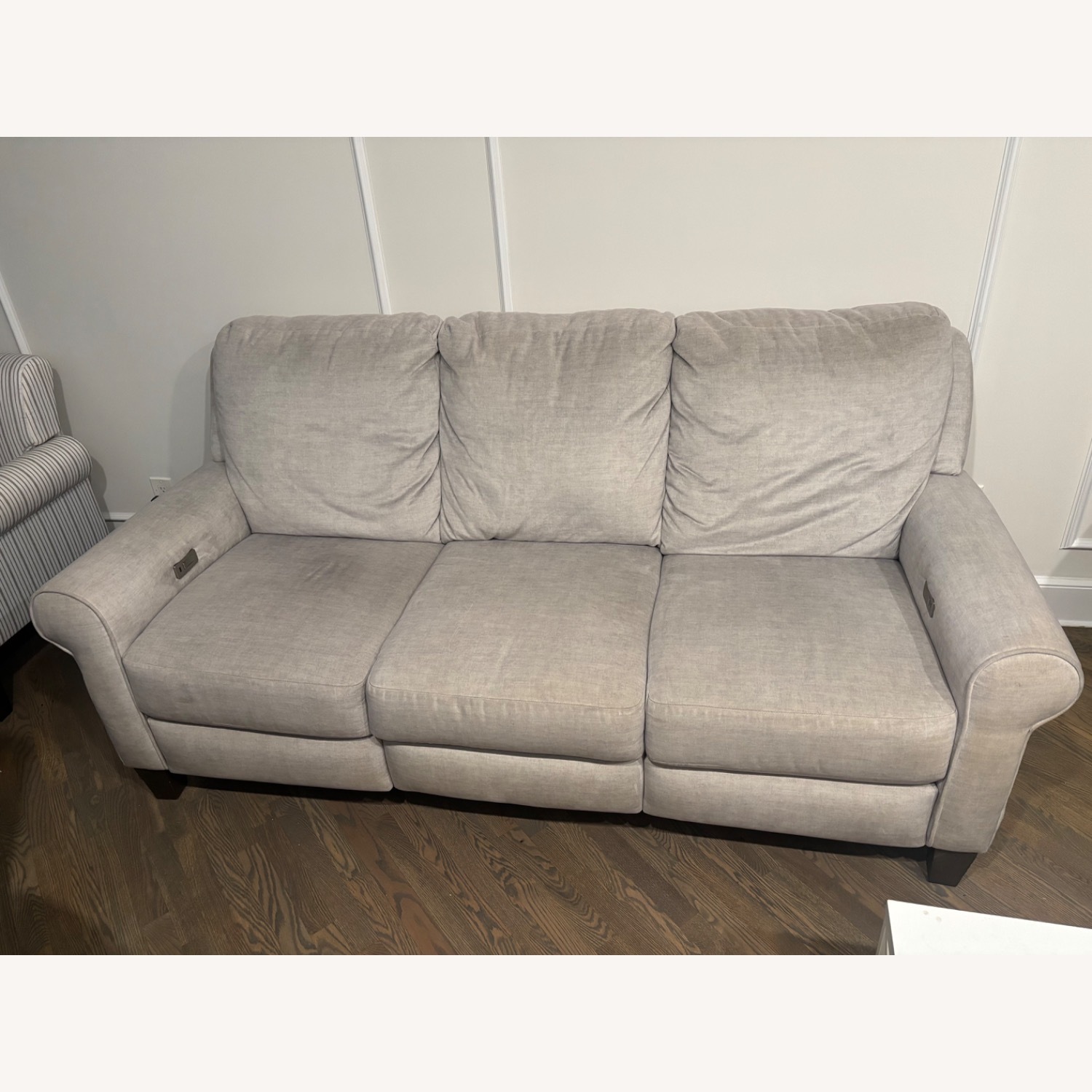 Ethan Allen Light Gray Fabric 3+ Seater Sofa - image-3