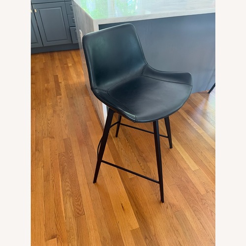 Used Arhaus Gage Faux-leather Charcoal Counter Stools for sale on AptDeco