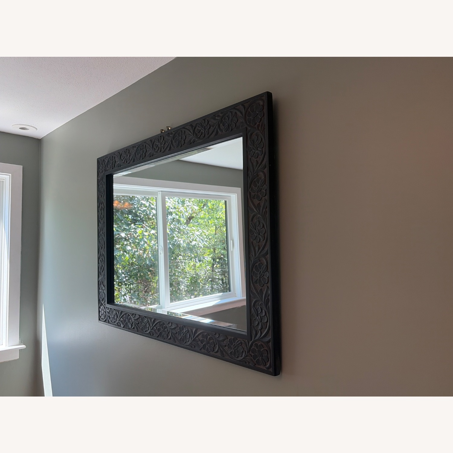 Pottery Barn Dark Brown Wood Wall Mirror - image-2