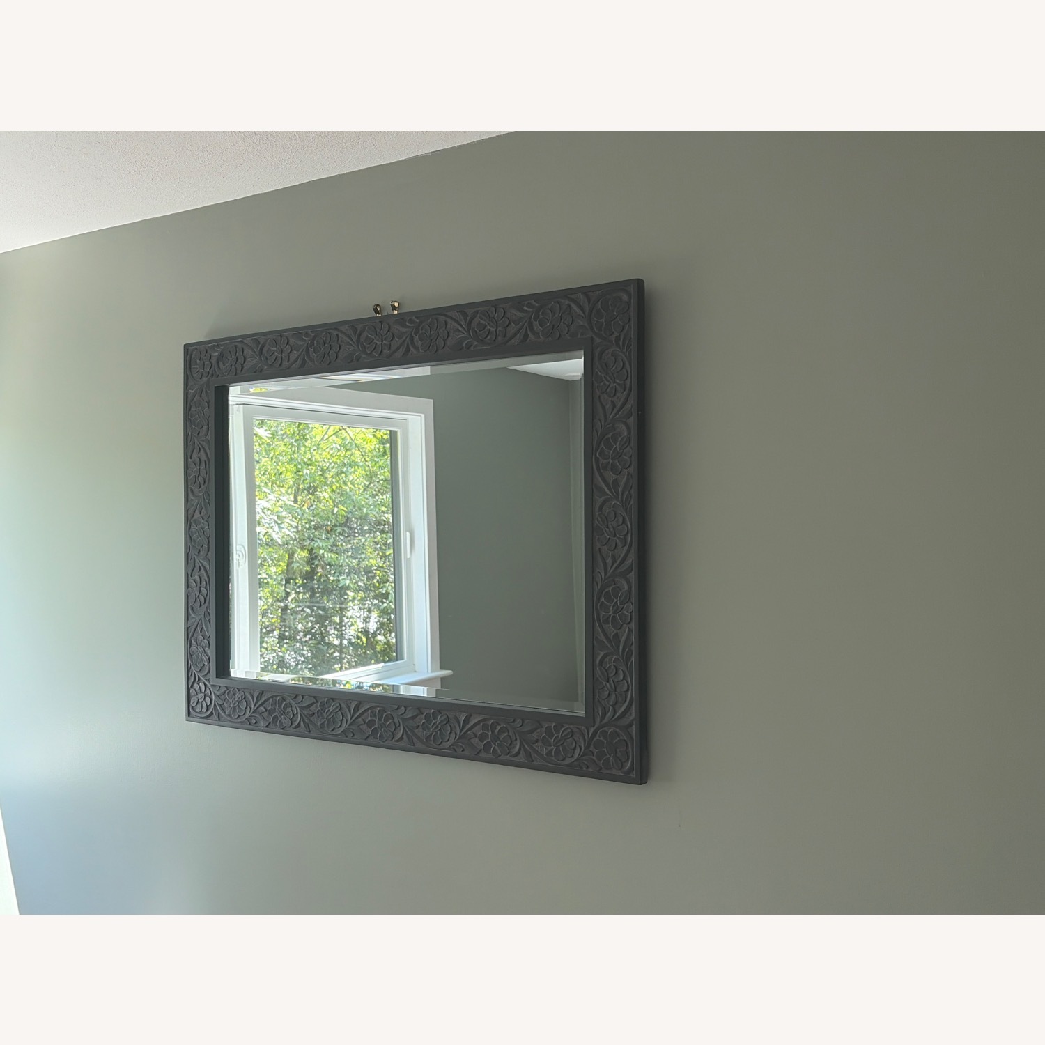 Pottery Barn Dark Brown Wood Wall Mirror - image-1