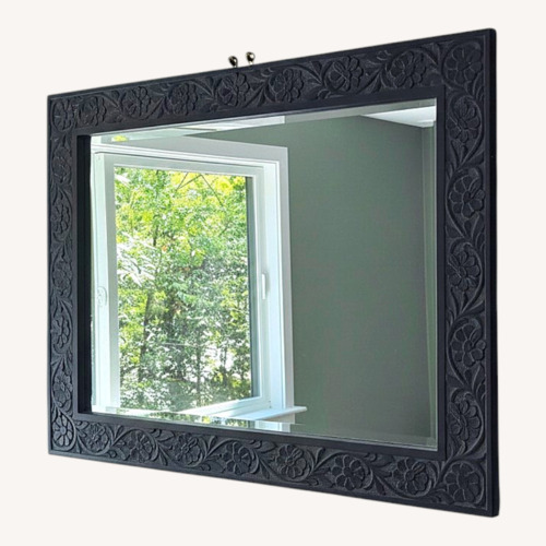 Used Pottery Barn Dark Brown Wood Wall Mirror for sale on AptDeco