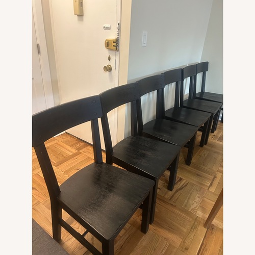 Used Pottery Barn Black Benchwright Dining Chairs for sale on AptDeco