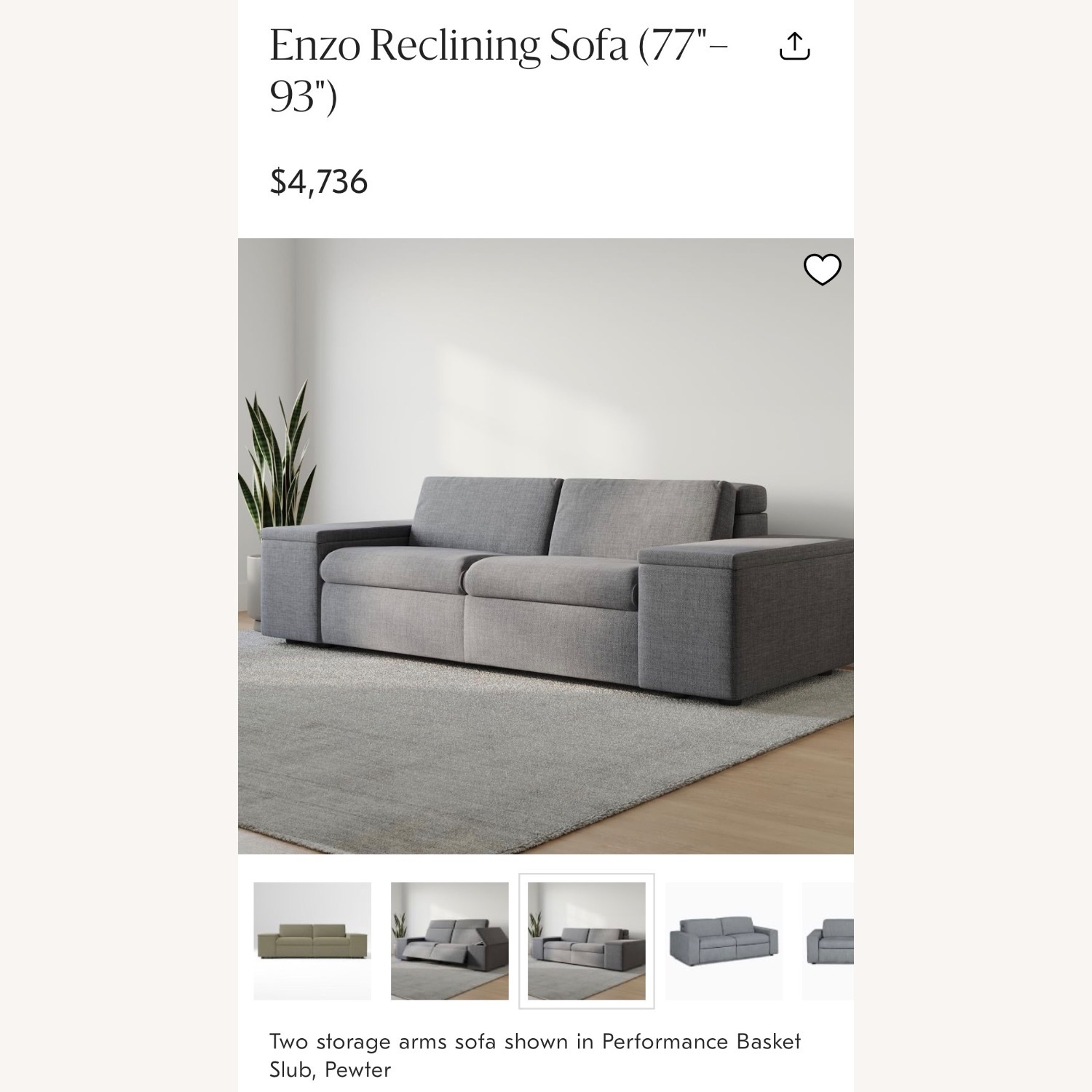 West Elm Enzo Dark Gray Fabric 2 Piece Sectional - image-9