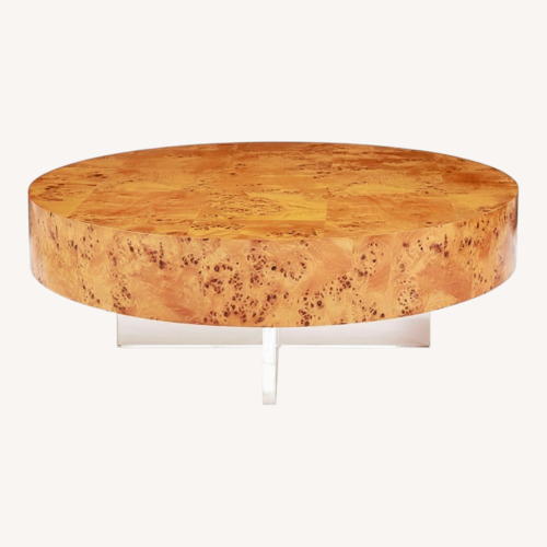 Used Jonathan Adler Bond Round Light Brown Wood Coffee Table for sale on AptDeco