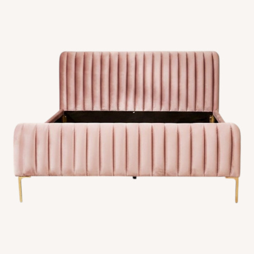 Used Urban Outfitters Marcella Pink Velvet Queen Bed for sale on AptDeco