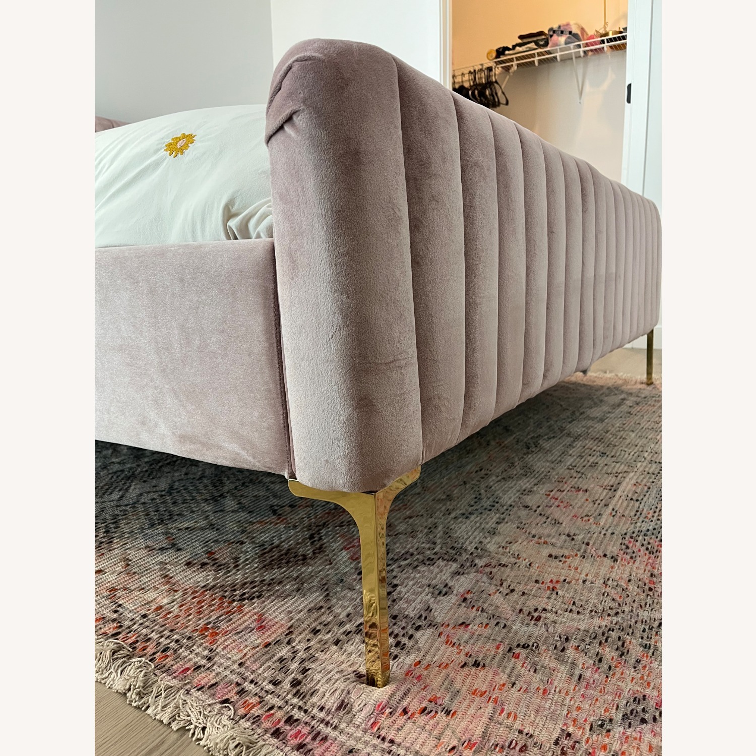 Urban Outfitters Marcella Pink Velvet Queen Bed - image-6